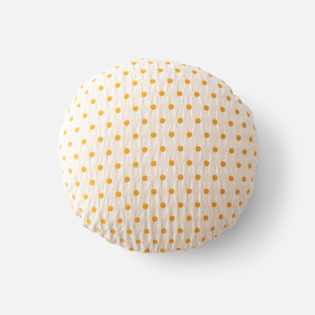Polka Dot Circle Pillow::honey - polka dot::main
