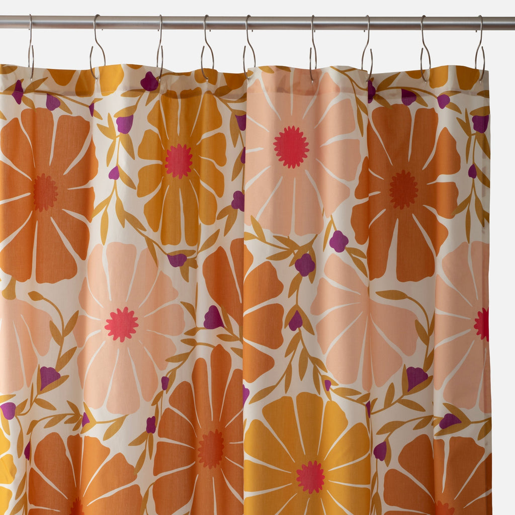 Sunburst Floral Shower Curtain::honey::main