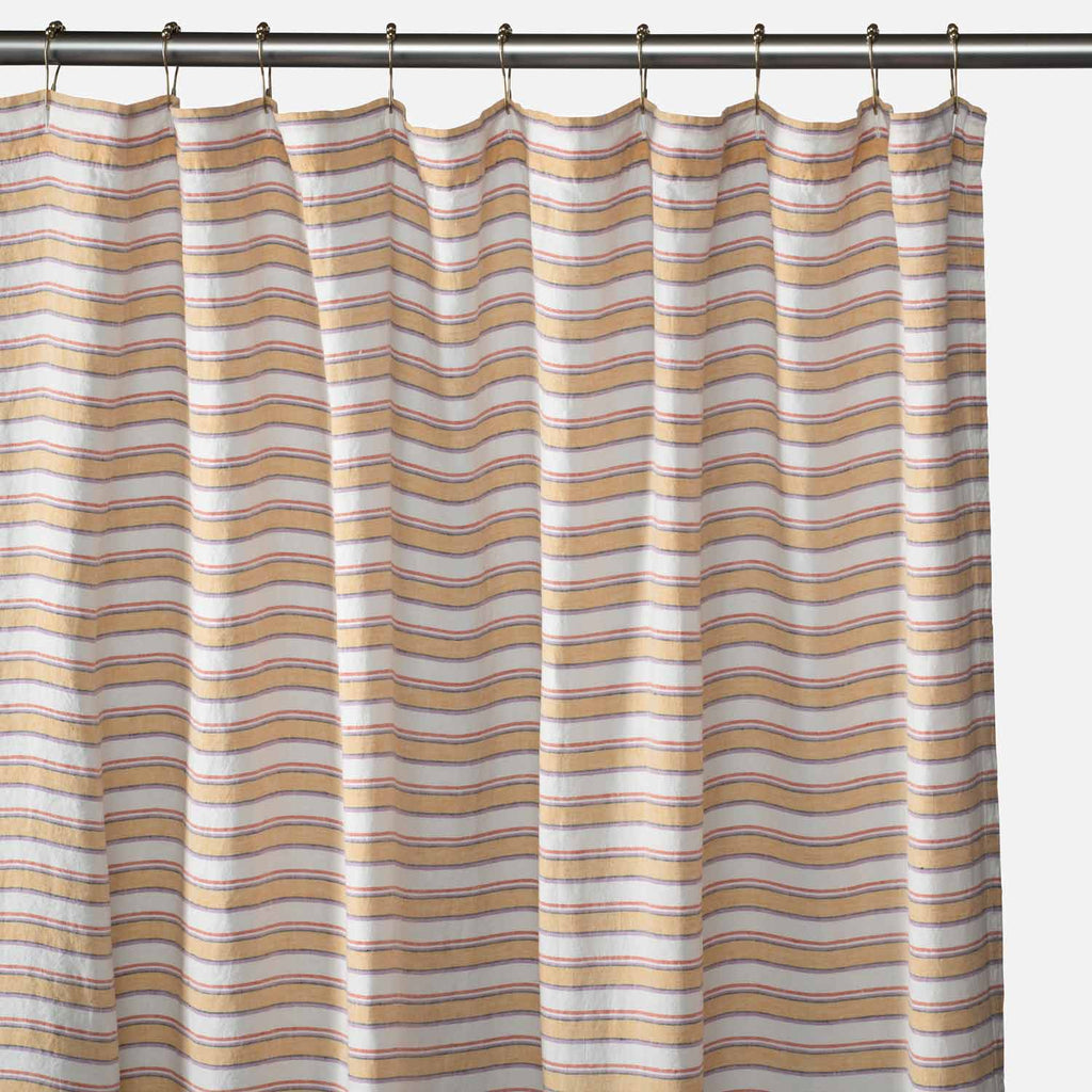 Market Stripe Linen Shower Curtain::Apricot Stripe::Main
