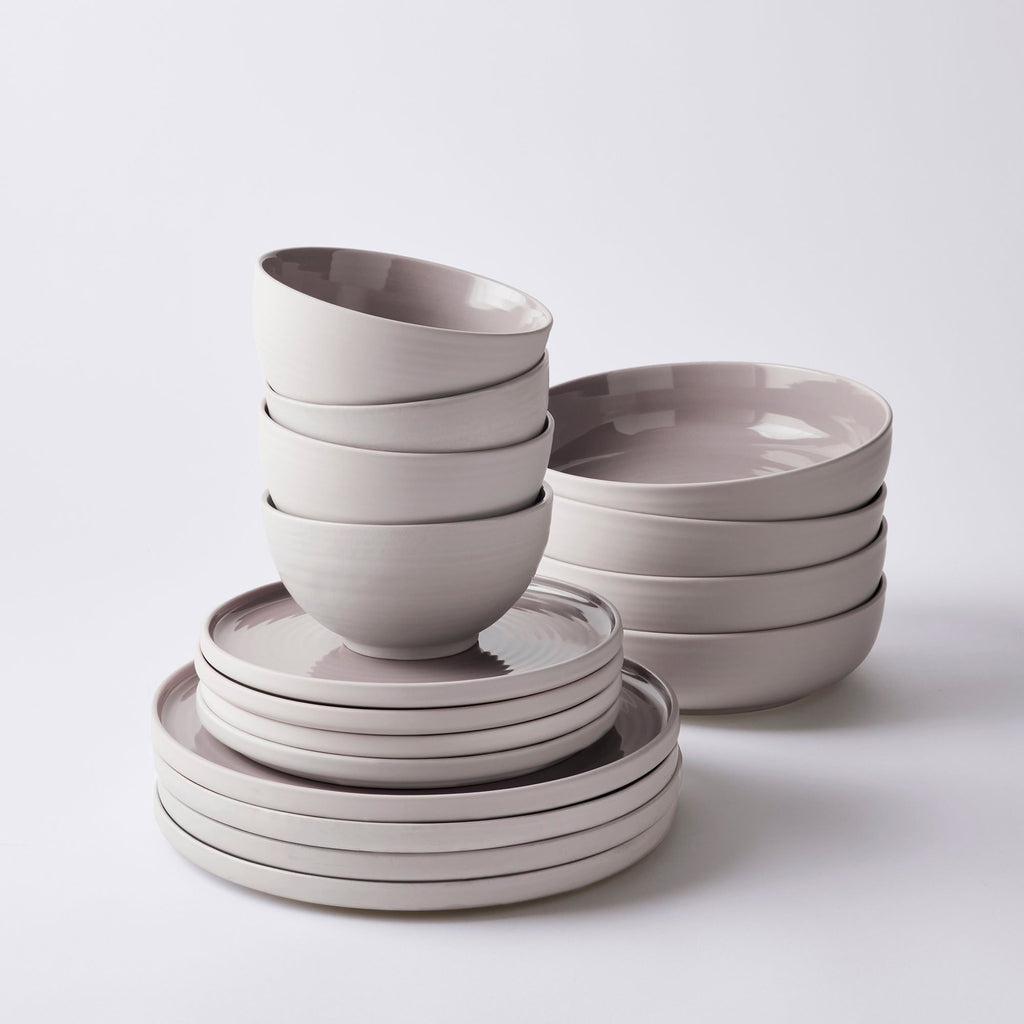 Essential Stoneware Dinnerware - 16-Piece Set::grey::main