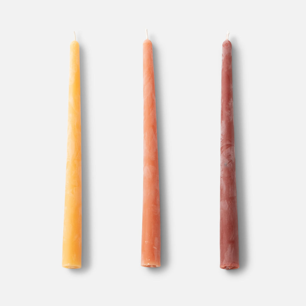 Handmade Beeswax Taper Candles, Set of 3