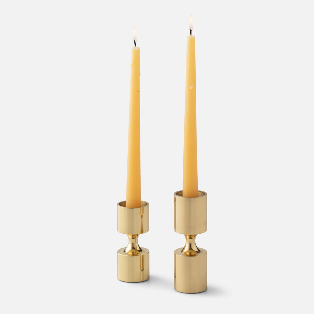 Turned Votive + Taper Candle Holders::Polished Brass::main