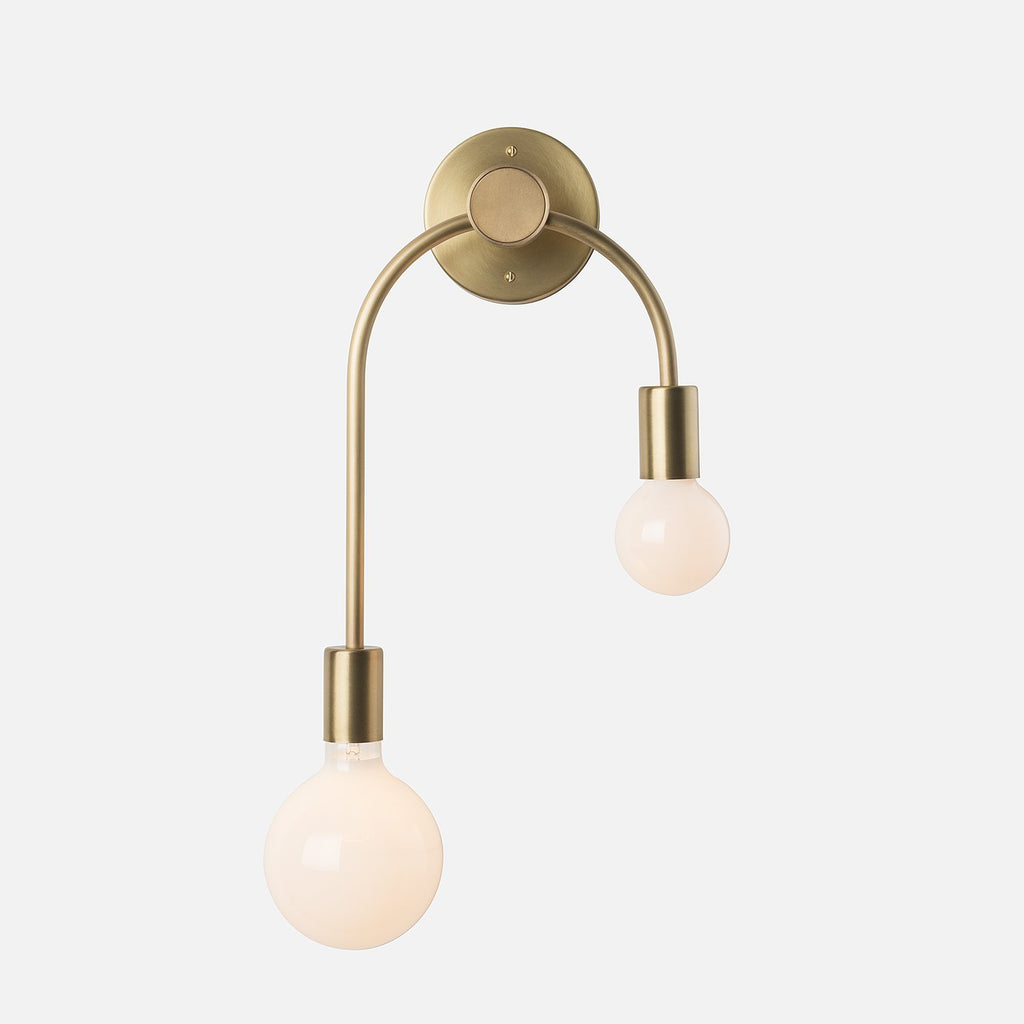 Simone Double Sconce::natural brass::hover