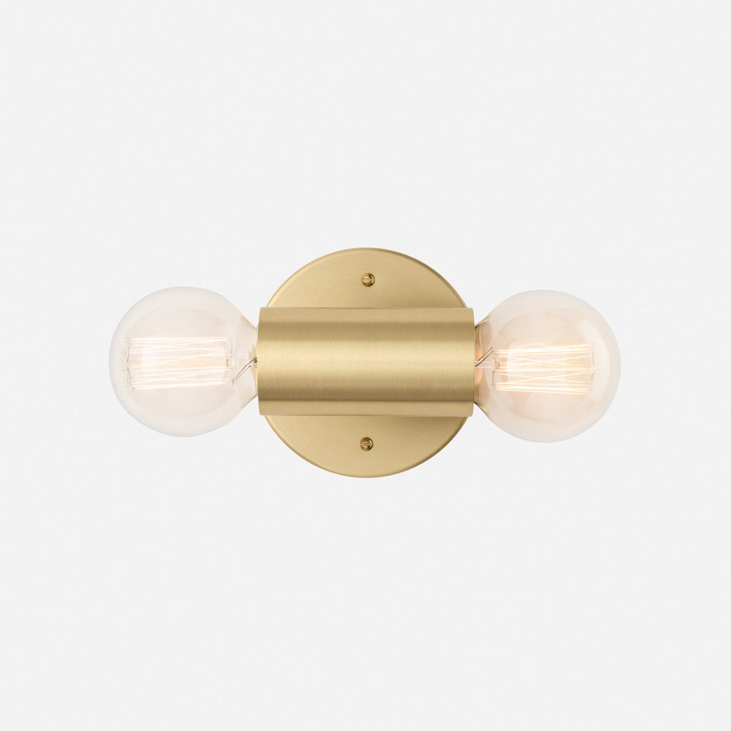 Cylinder Double Sconce::natural brass::main