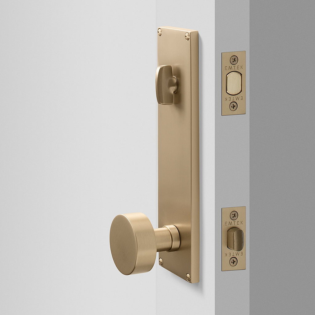 Tate Door Set with Cylinder Knob - Satin Brass