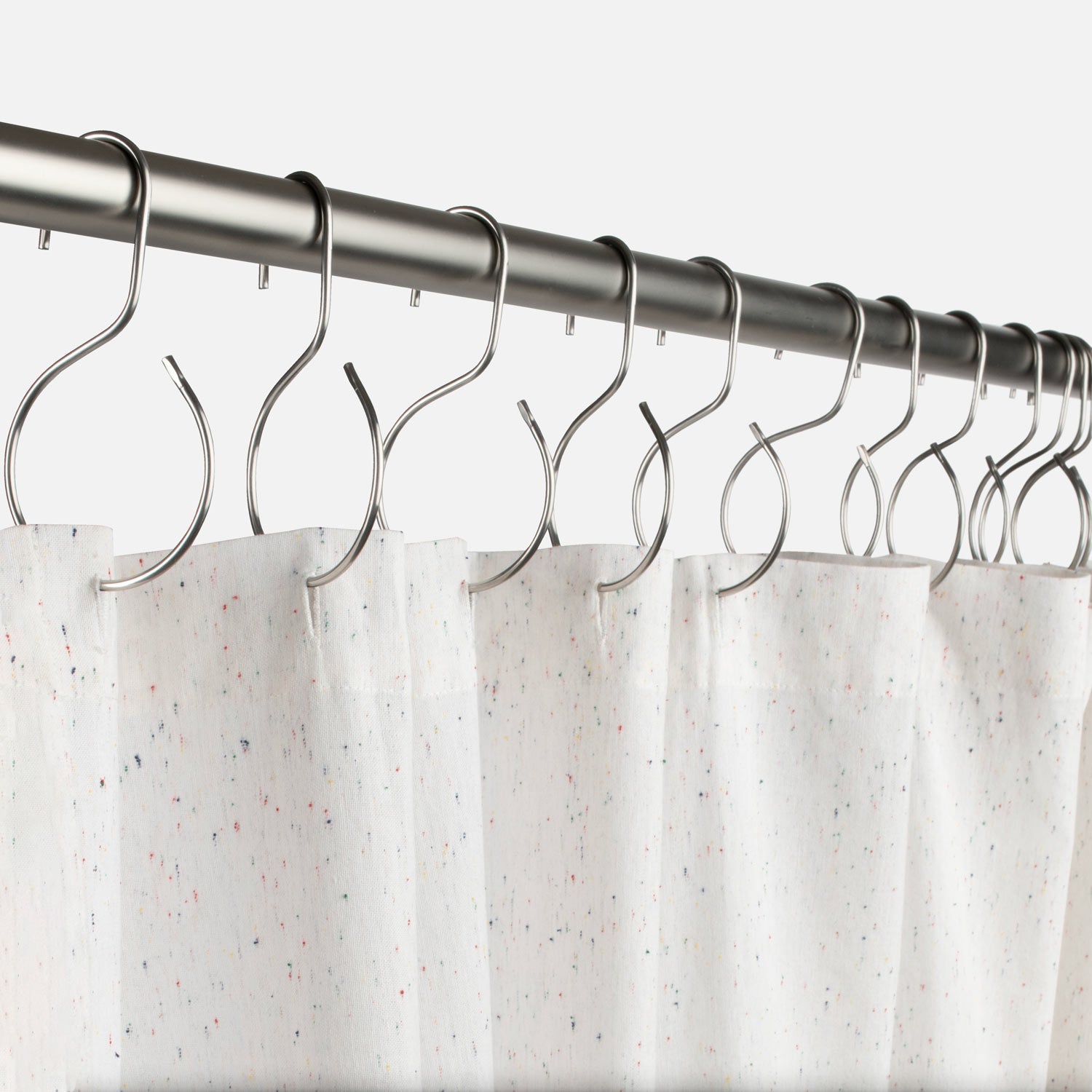 12 Shower Curtain Hooks Rings Stainless Steel Roller Glide Balls Metal Clip  Rod | eBay
