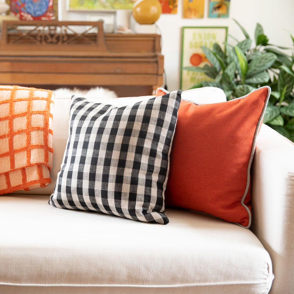 Linen Check Pillow in Multi Linen | Cover + Down Insert by Schoolhouse