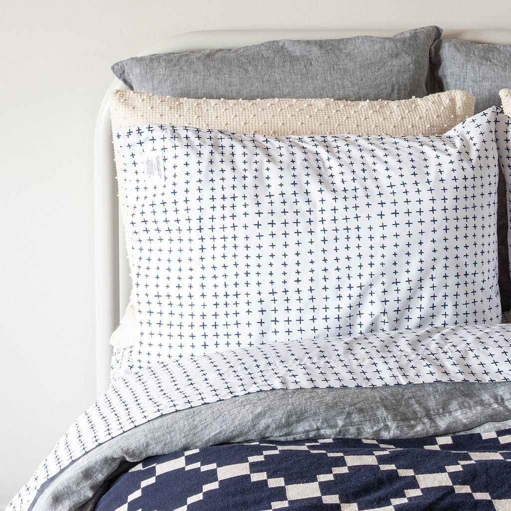 Polka Dot Pillow in Navy Blue Size Lumbar | Cover + Down Insert by Schoolhouse