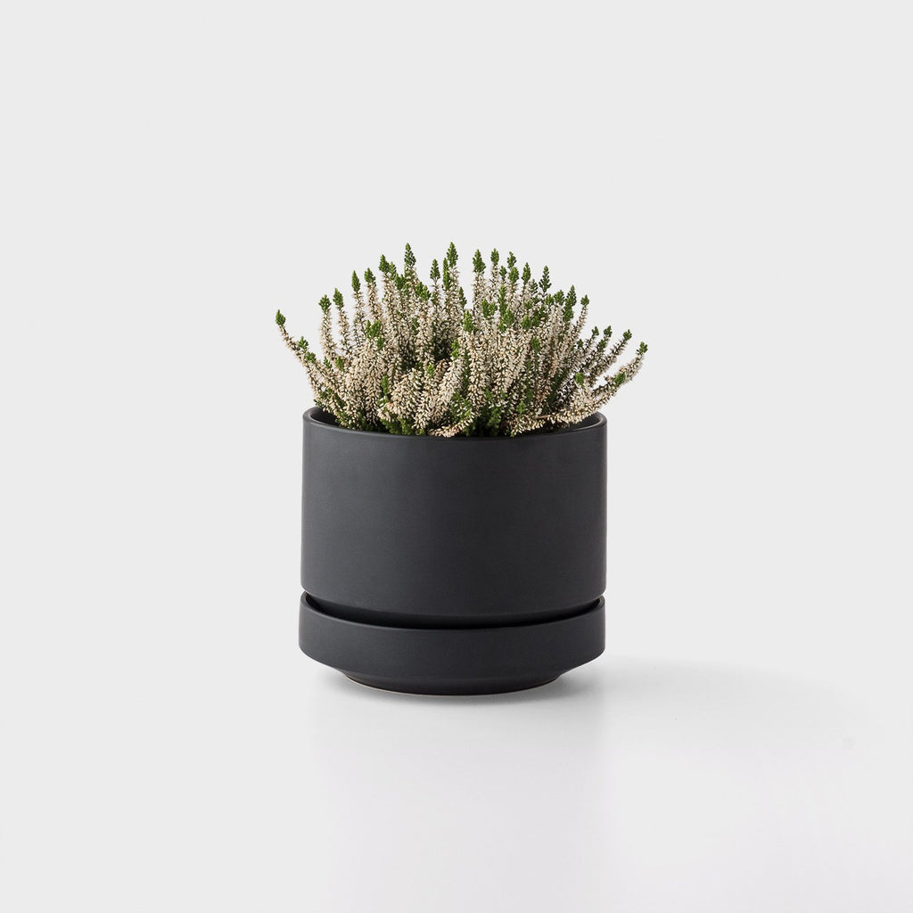 10" Modern Planter + Dish Set::Black::Main