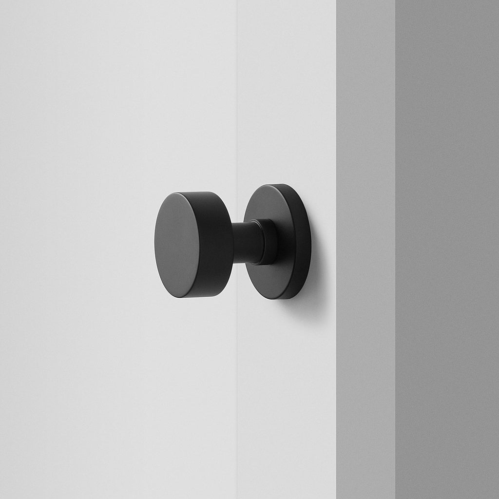York Door Set with Cylinder Knob - Flat Black:main